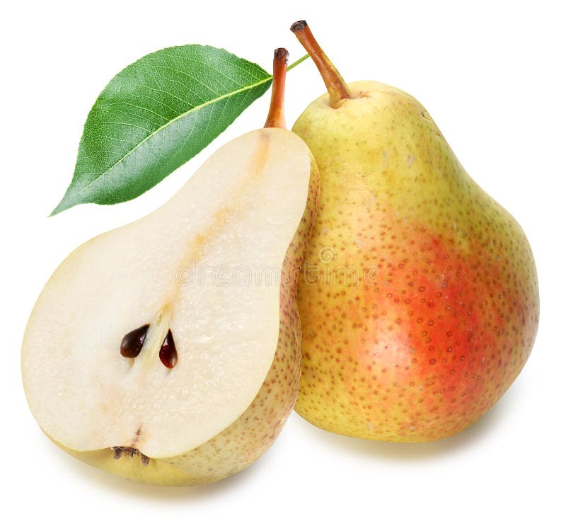Peras com fatia isoladas fotografia de stock