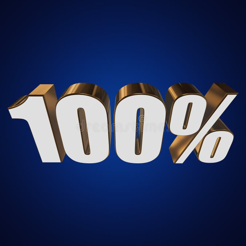 100 Percent On Blue Background Stock Illustration - Illustration of