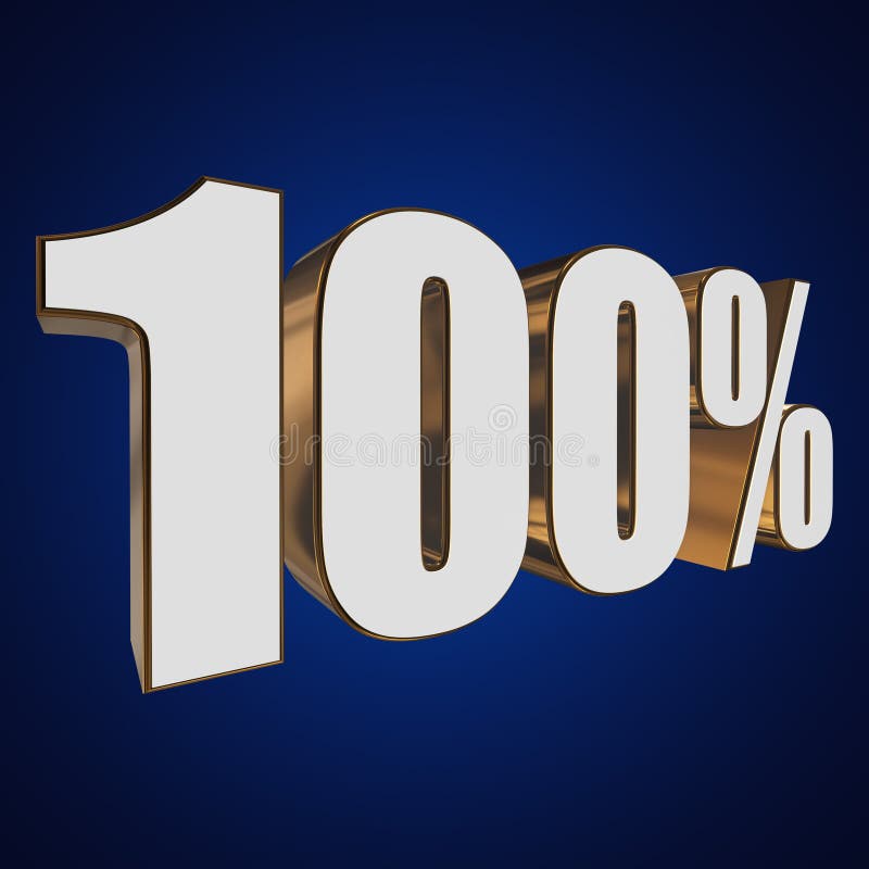 100 Percent On Blue Background Stock Illustration - Illustration of