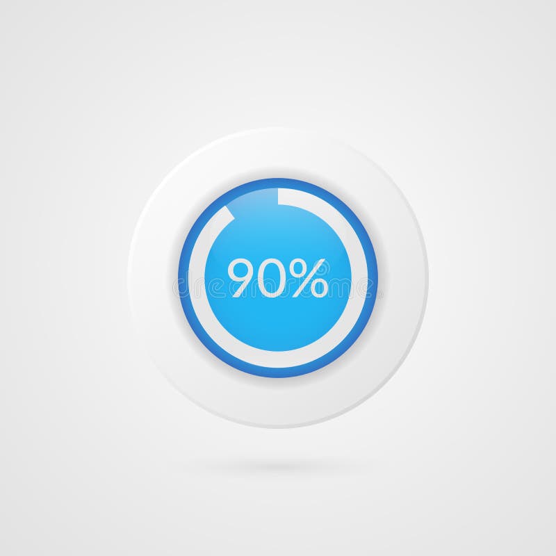 90 percent blue pie chart. Percentage vector infographics. Ninety Circle diagram isolated symbol royalty free illustration 90 percent blue pie chart. Percentage vector infographics. Ninety Circle diagram isolated symbol royalty free illustration