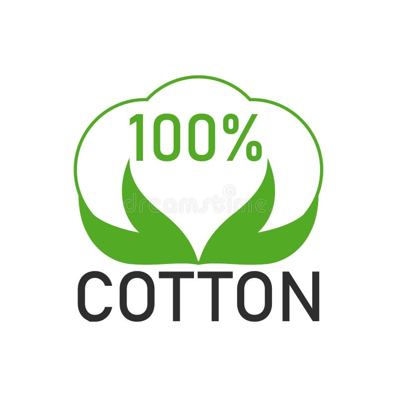 100 Percent Cotton Fabric. Vector Label and Icon on Blank Background.  Isolated Illustration. Stock Vector - Illustration of fiber, emblem:  225853043