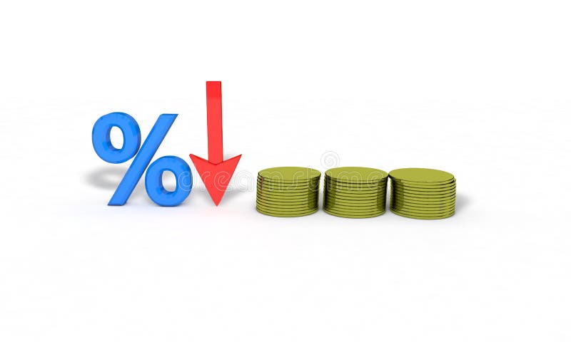 Percent decrease concept, 3d render working. Decrease percentage illustrations