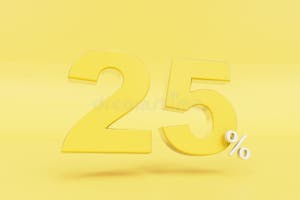 25 Percent Discount Yellow Digit 25 And White Percent On A Yellow 