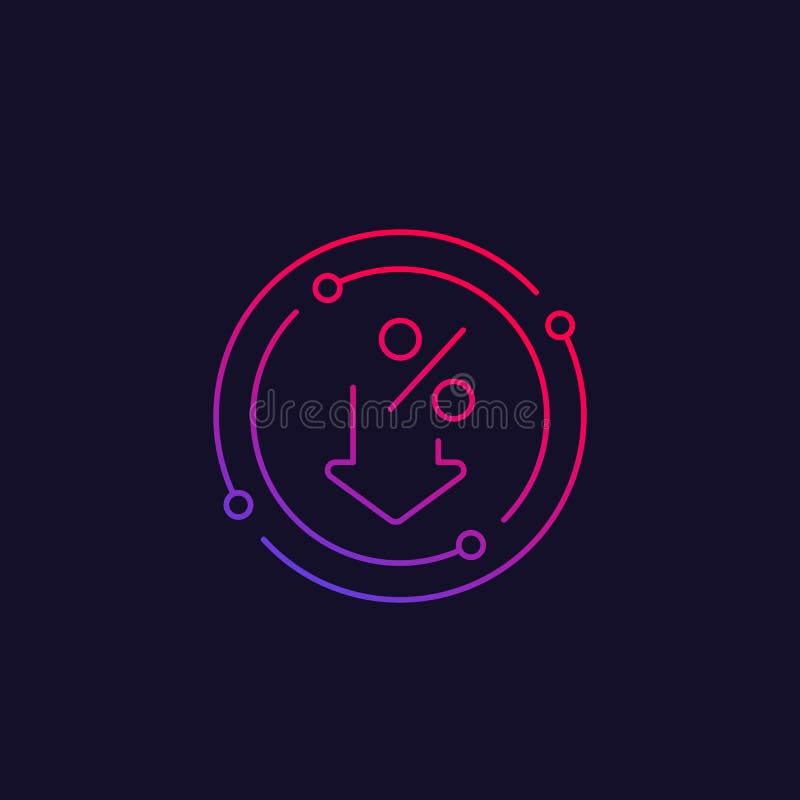 Percent Down, Cost Reduction Icon Stock Vector - Illustration of icon ...