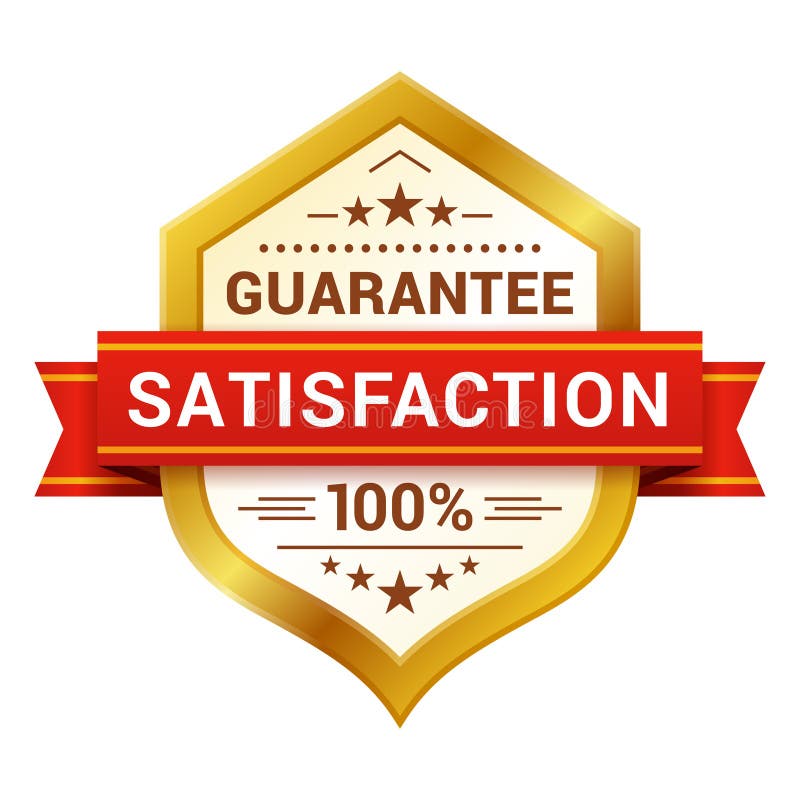 100 Percent Guarantee Sign Customer Satisfaction Golden Heraldic Badge ...