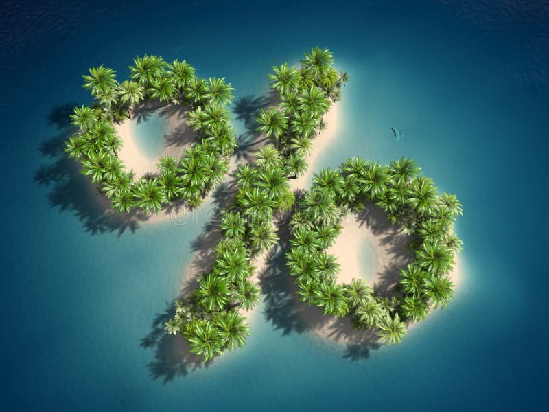 3d rendered illustration of an island forming a percent sign. 3d rendered illustration of an island forming a percent sign
