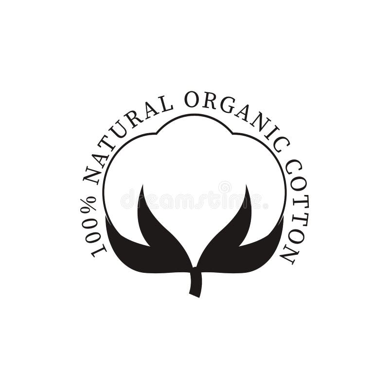 Organic Cotton Flower Round Logo. Vector Label and Icon on Blank ...