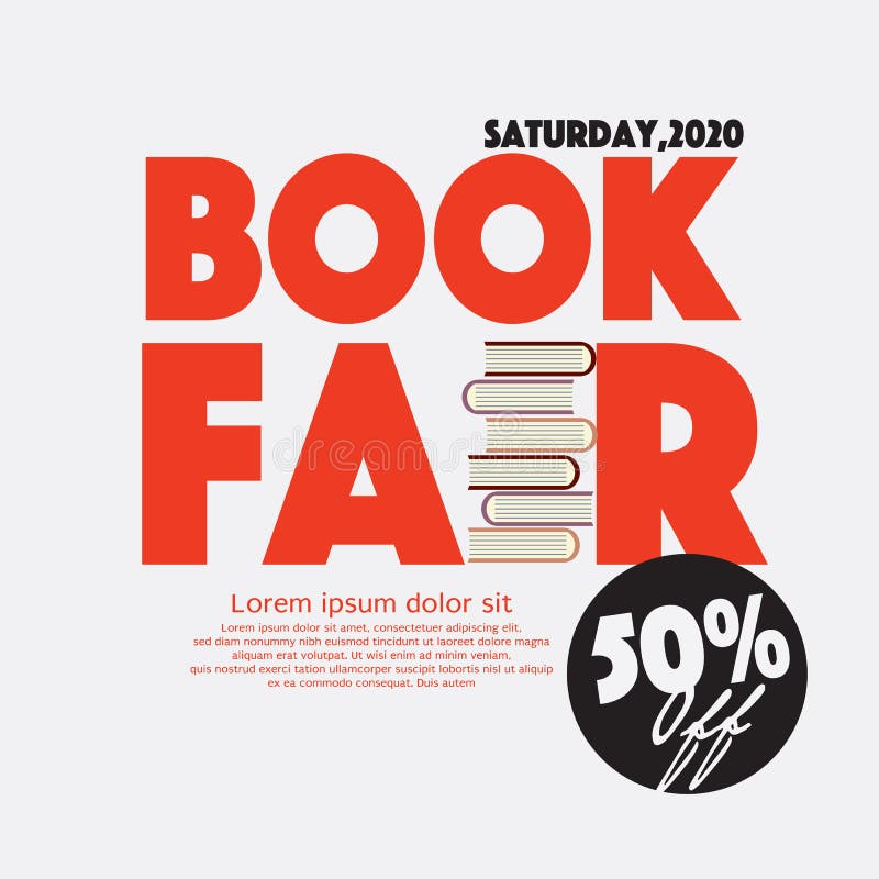 50 Percent Off Book Fair Festival Poster For Advertising Concept Vector vector illustration