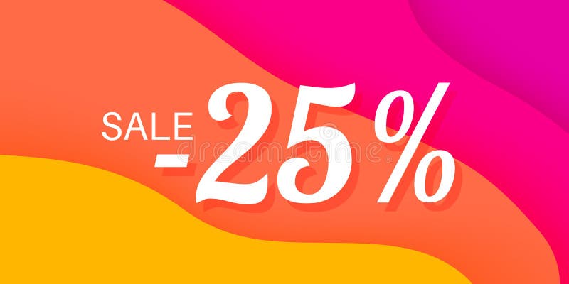 25 Percent Sale Lettering on Wavy Paper Colorful Background Stock ...