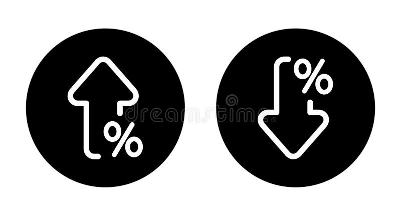 Percentage increase and decrease on a white background. Percent discount vector icon reduction arrow decrease vectors