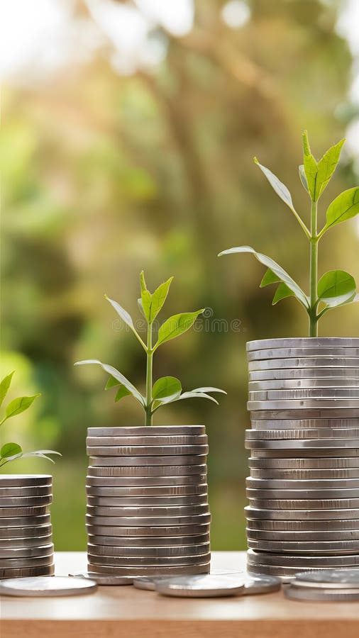 Percentage model with coins stack, banking system concept vector illustration