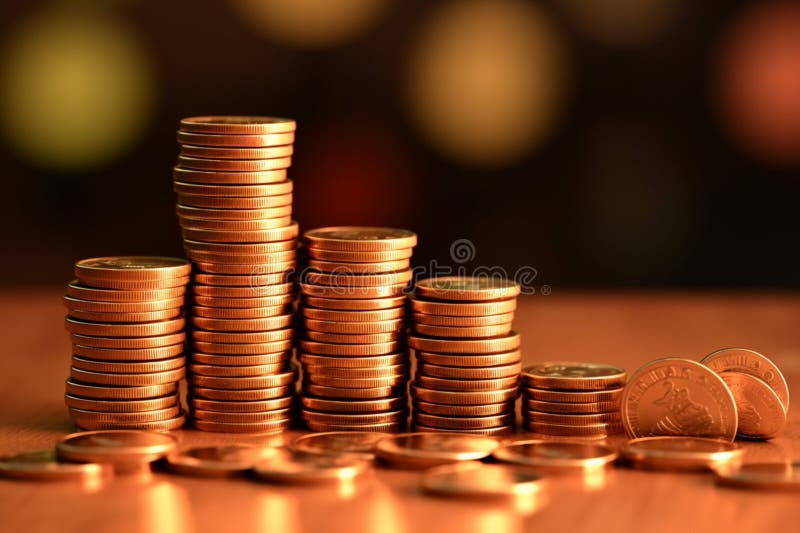 Percentage model with coins stack symbolizing banking, interest rates, savings royalty free illustration