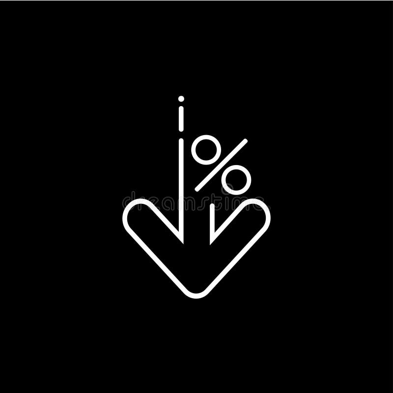 Percentage Sign Down. Arrow Symbol Reduction. Black Background. Vector ...