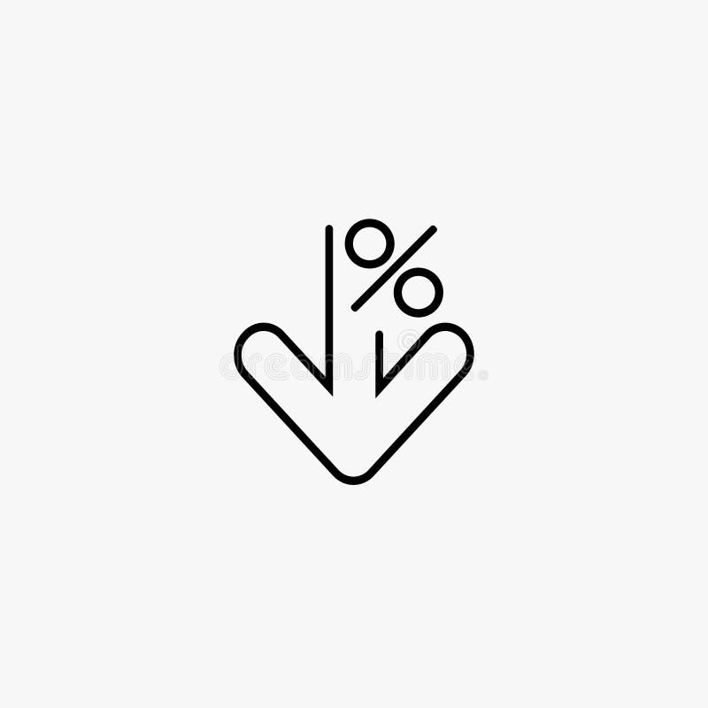 Percentage Sign Down. Arrow Symbol Reduction. Gray Background. Vector ...
