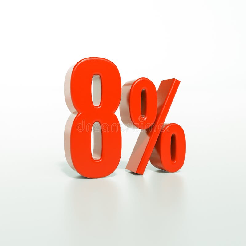 2,8 Percent Discount. Orange 3d Numbers on Isolated White Background Stock Illus