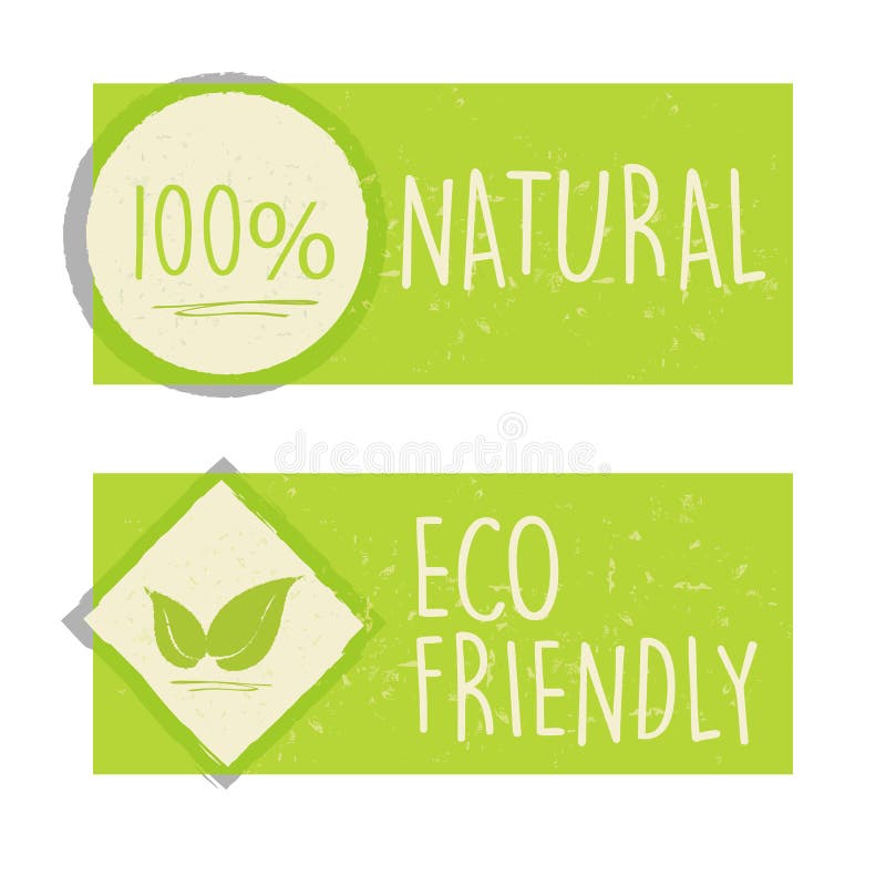 100 percenten natuurlijk en eco vriendschappelijk met bladteken in groen verbod