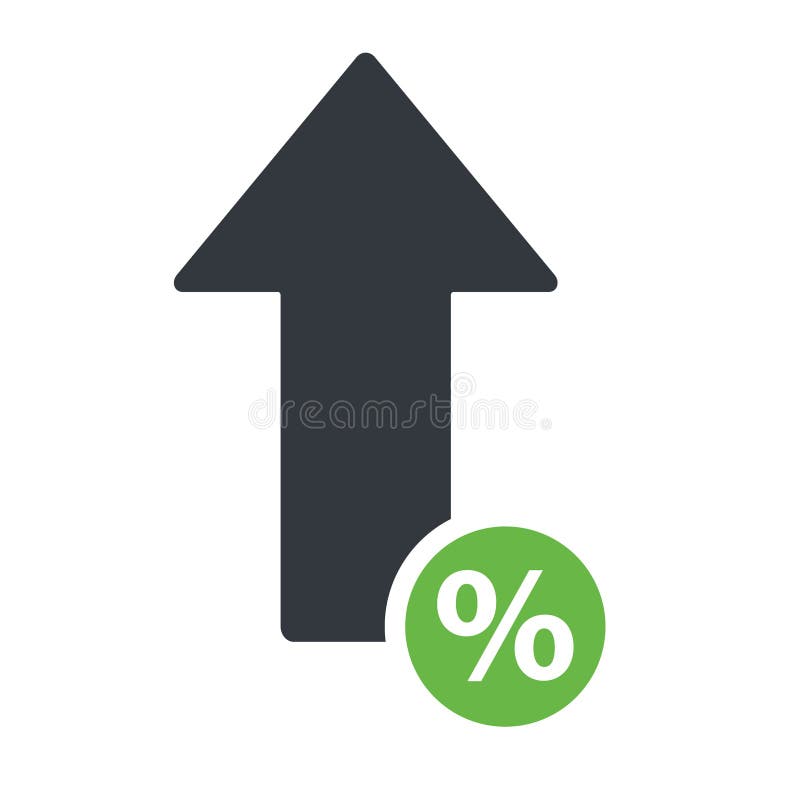 Percent arrow up line icon. Increase banking, finance, profit concept . Percent arrow up line icon. Increase banking, finance, profit concept .