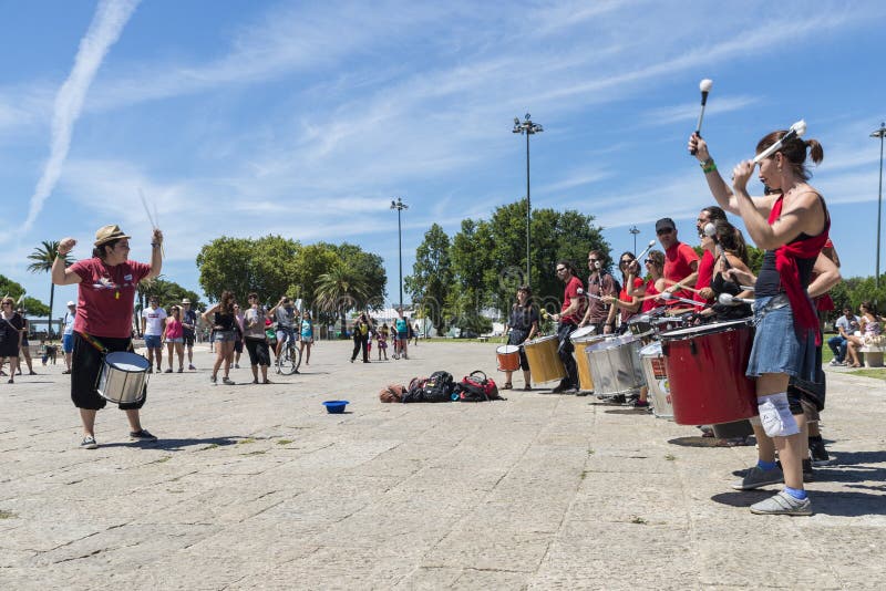 Percussion band in Lisbon, Portugal