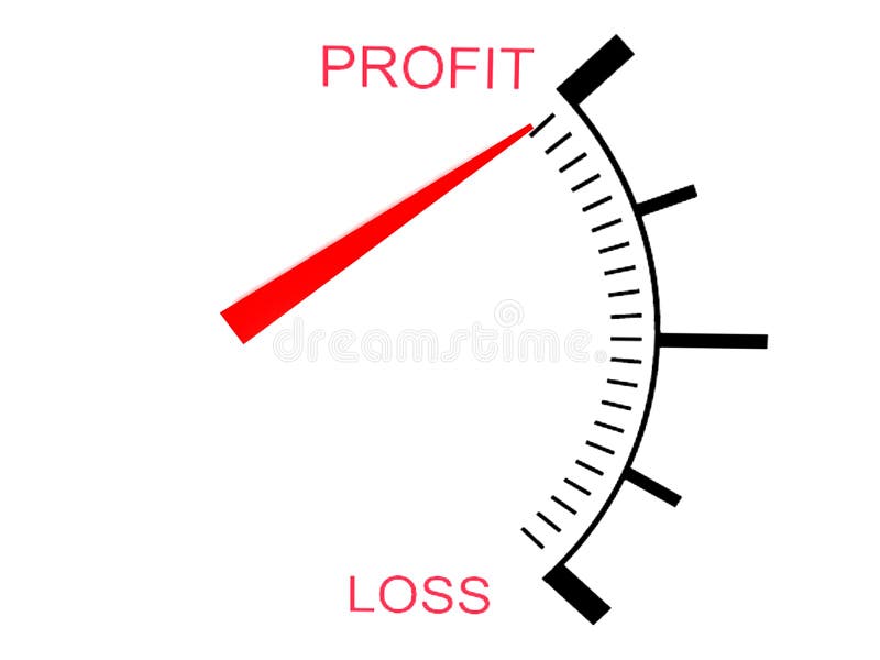 Isolated three dimensional loss and profit gauge. Isolated three dimensional loss and profit gauge
