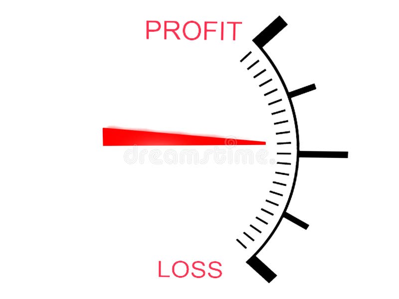 Isolated three dimensional loss and profit gauge. Isolated three dimensional loss and profit gauge