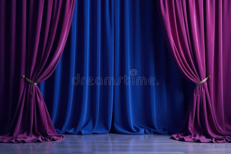 Perdele de catifea curgătoare elegante profunde indigo nuanță întunecată elegantă stock illustration