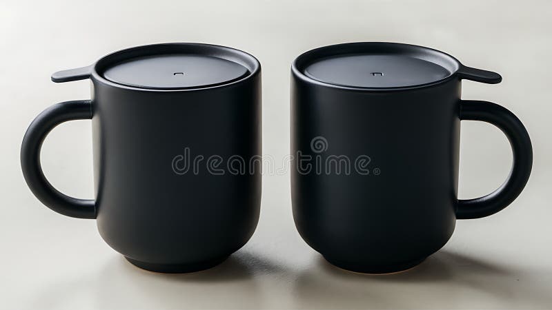 Pereche de căni ceramice negre cu design modern elegant vector illustration