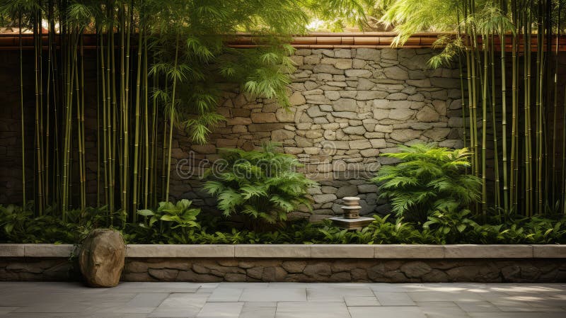 Perete natural de bambus stock illustration