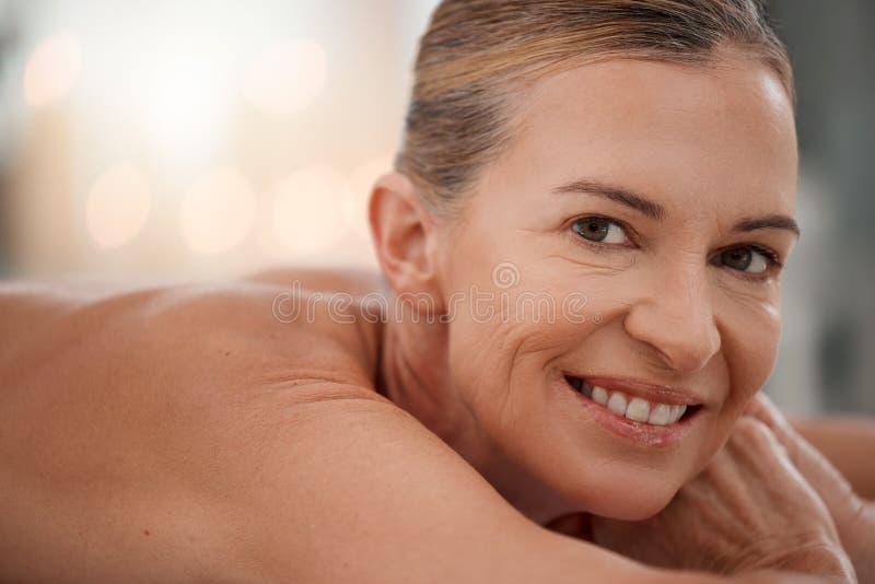 The Perfect Day For Some Pampering A Mature Woman Resting In Between Spa Treatments Stock