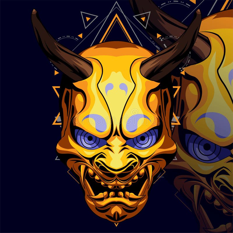 ONI EVIL HEAD FIRE VECTOR stock vector. Illustration of 2020 - 174755852