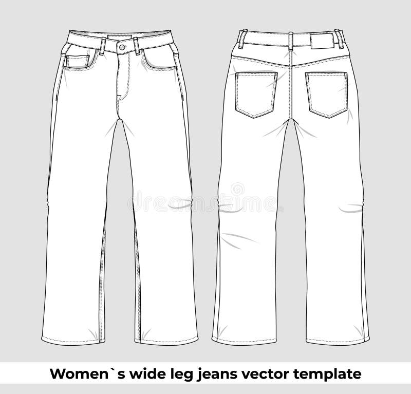 Wide Leg Jeans Fit Template for Female Stock Vector - Illustration of ...