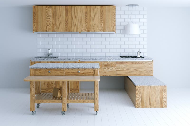 Perfect idea for kitchen interior design with wooden furniture.