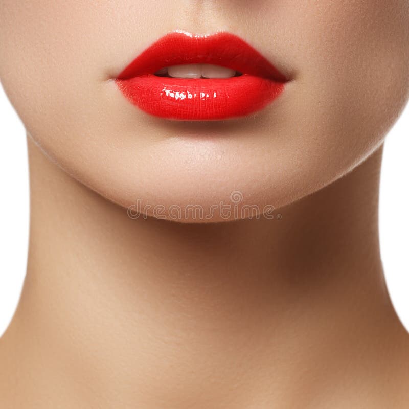 Perfect Lips. girl mouth close up. Beauty young woman smile. Natural plump full Lip. Lips augmentation. Close up detail