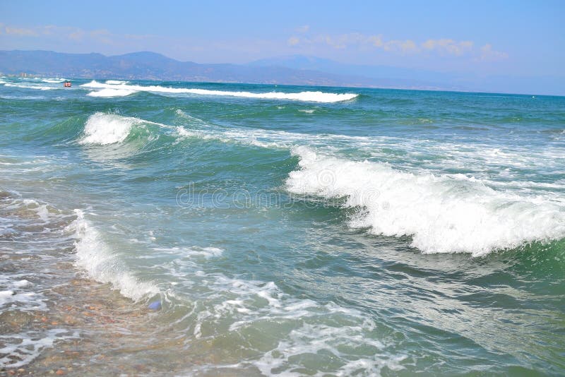 Perfect Mediterranean sea wave stock photography
