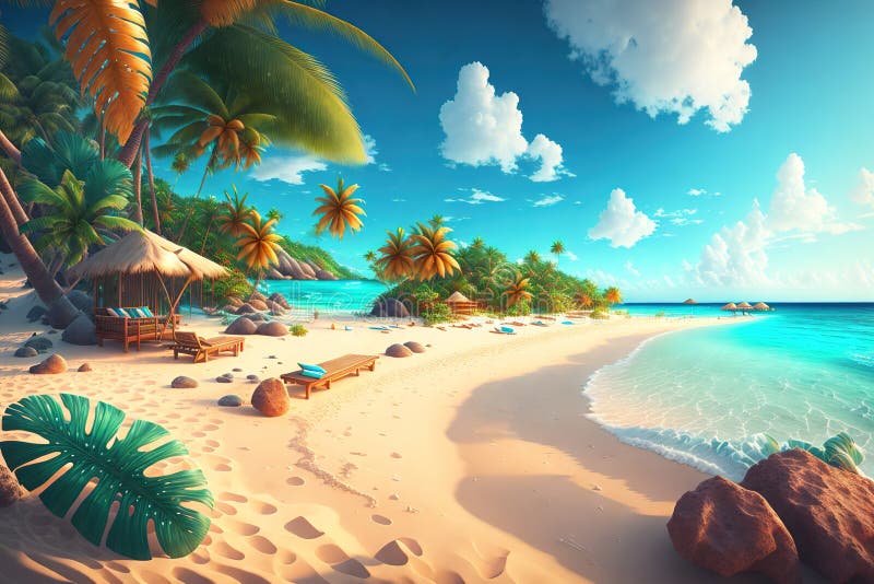 The Perfect Place To Relax on a Tropical Beach by AI Generated Stock ...