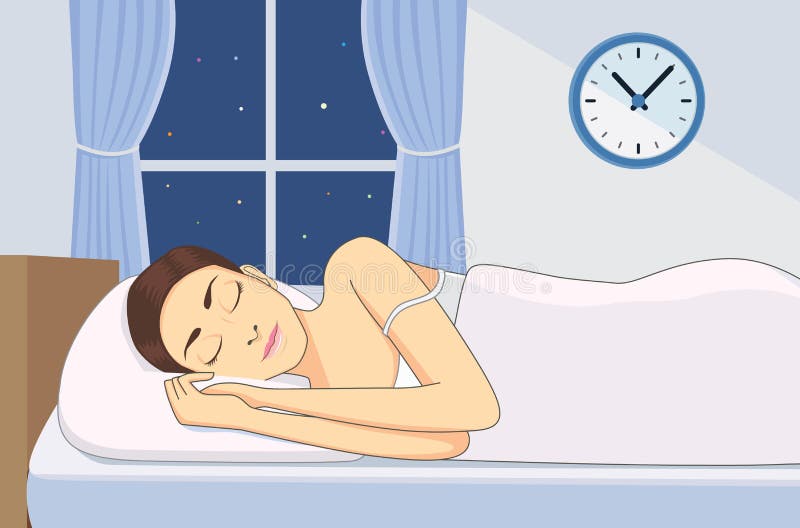 Women sleeping at good time for health in bedroom. Women sleeping at good time for health in bedroom