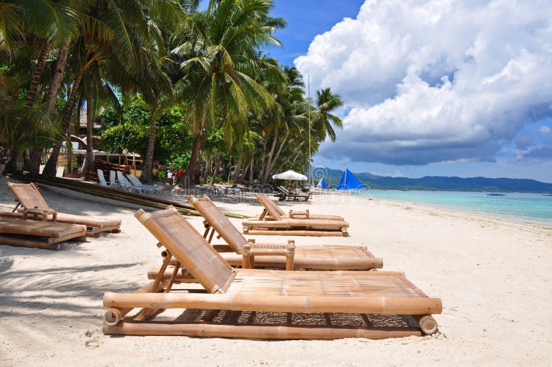 Perfect tropisch wit zandstrand in Boracay royalty-vrije stock foto's Perfect tropisch wit zandstrand in Boracay royalty-vrije stock foto's