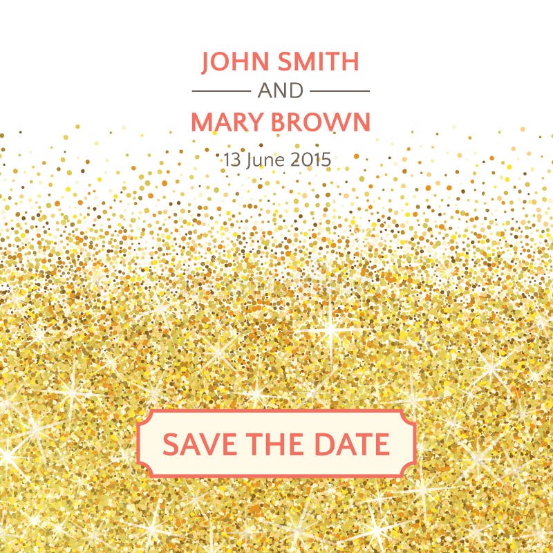 Perfect wedding template with golden confetti theme royalty free illustration Perfect wedding template with golden confetti theme royalty free illustration
