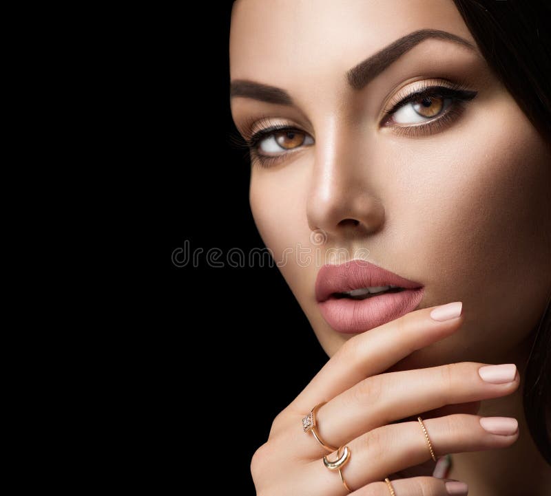 Perfect woman lips with fashion natural beige matte lipstick royalty free stock photography Perfect woman lips with fashion natural beige matte lipstick royalty free stock photography