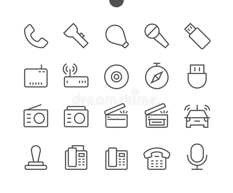 Perfecte goed-Bewerkte Vector Dunne de Lijnpictogrammen van het apparatenui Pixel stock illustratie Perfecte goed-Bewerkte Vector Dunne de Lijnpictogrammen van het apparatenui Pixel stock illustratie