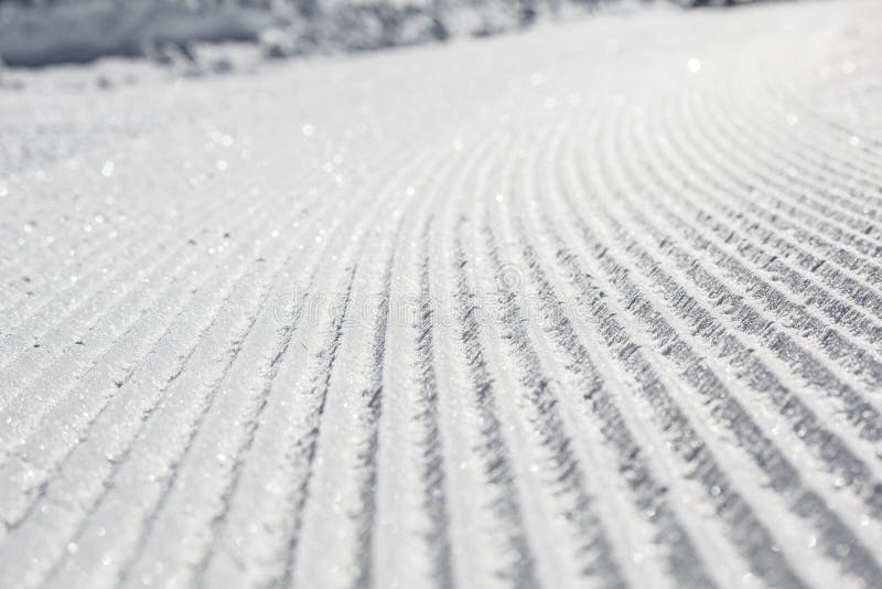 Perfectly Groomed Empty Ski Track Stock Image - Image of packed, high ...