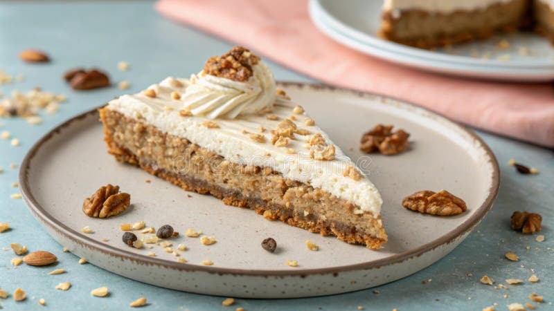 A perfectly triangular slice composed of wholesome ingredients with a rustic edge suggesting a hearty base crafted from stock image