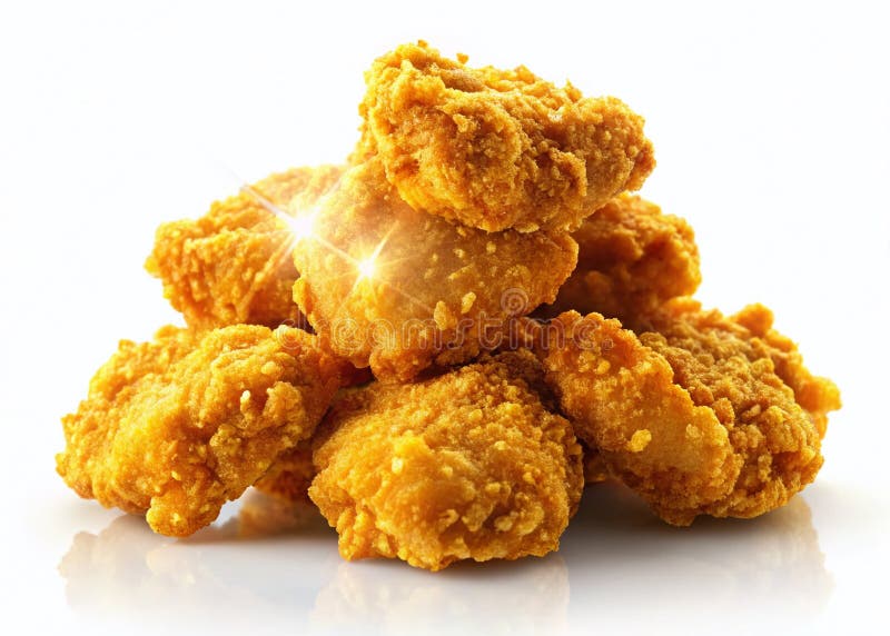 Perfekt kritisk Golden Chicken-nuger en utsökt 3D-renderad bild för Restaurant Menus för matförpackningar eller marknadsföring royaltyfri illustrationer