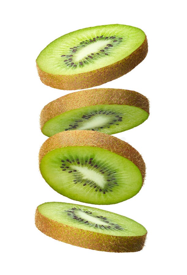 Perfekt skivad kiwi-frukt isolerad arkivfoto