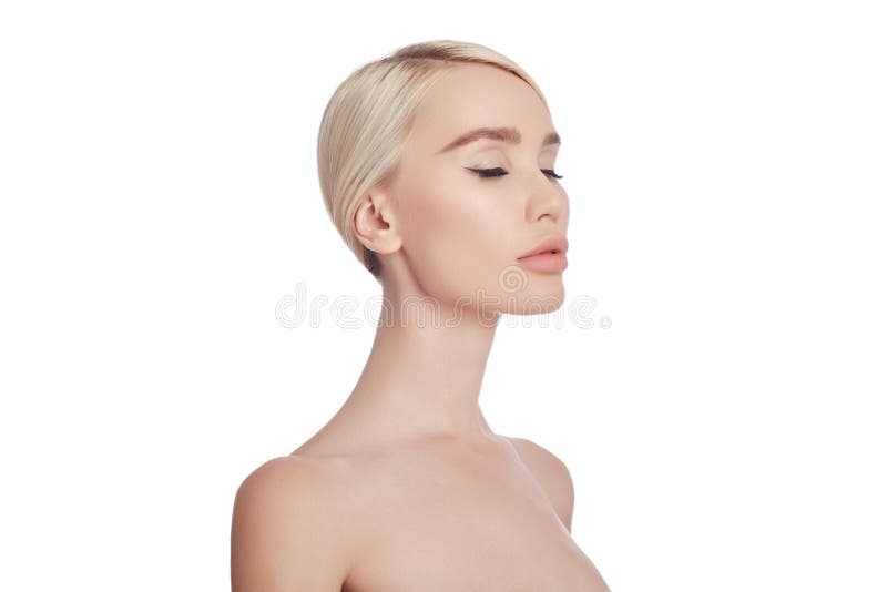 Perfekte saubere Haut einer Frau, eine Kosmetik für Falten Verjüngen des Effektes auf die Hautpflege Saubere Poren keine Falten M stockfoto