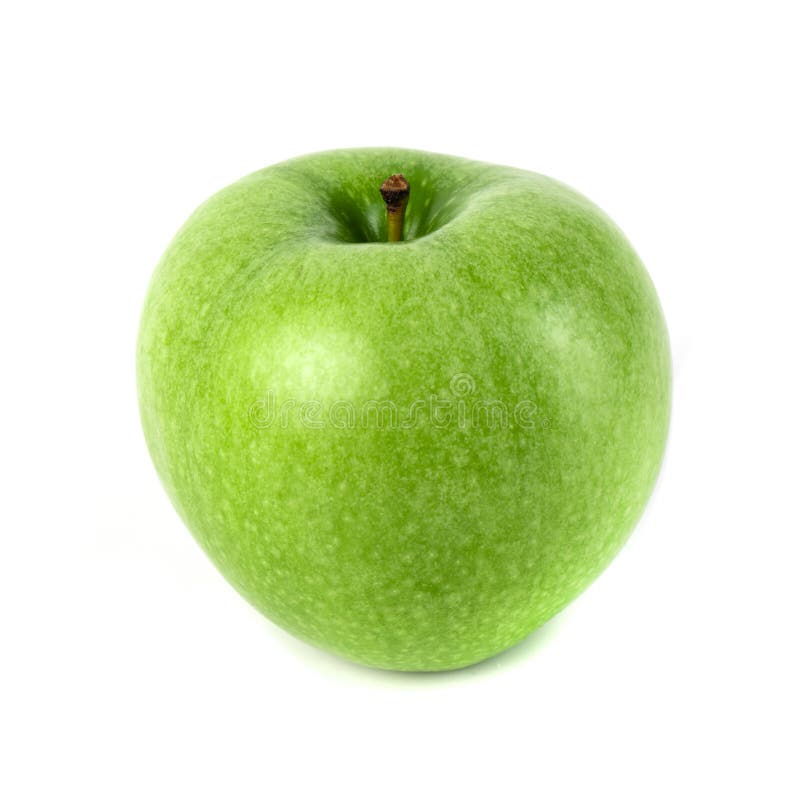 Perfektes frisches grünes Apple lokalisiert auf weißem Hintergrund stockbild