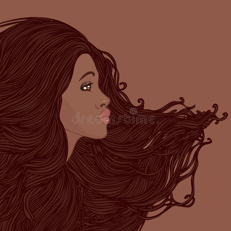 Perfil de la mujer bastante joven del afroamericano stock de ilustración Perfil de la mujer bastante joven del afroamericano stock de ilustración