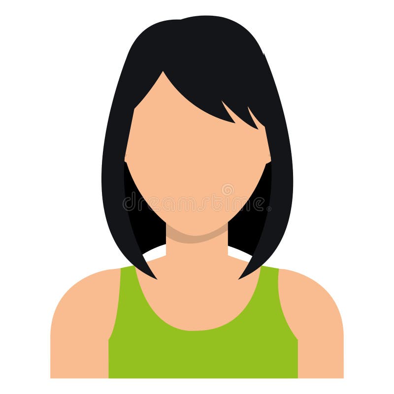 Young woman profile with dark hair and green blouse, vector illustration eps10. Young woman profile with dark hair and green blouse, vector illustration eps10.