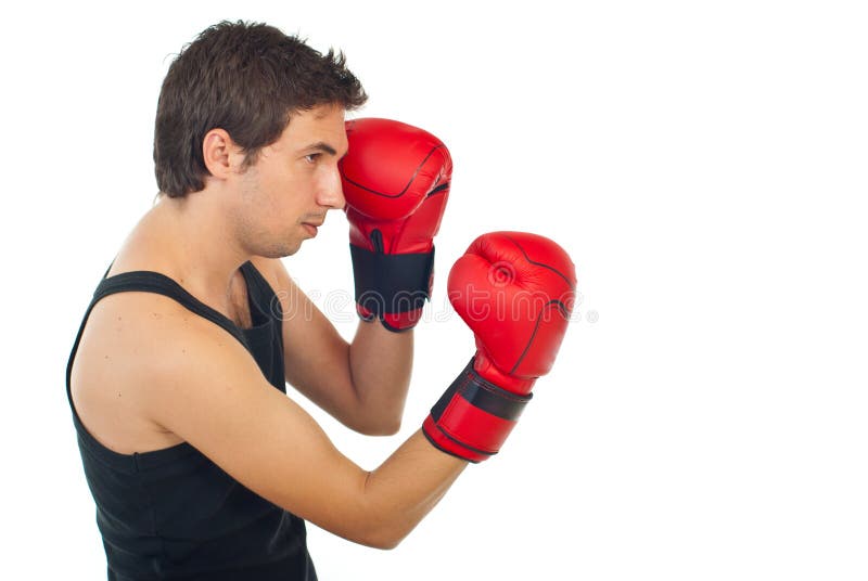 Perfil de um pugilista a treinar foto de stock royalty free