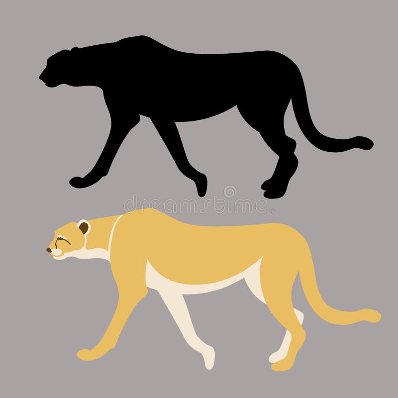 Perfil plano del estilo de la silueta del guepardo del ejemplo negro del vector ilustración del vector Perfil plano del estilo de la silueta del guepardo del ejemplo negro del vector ilustración del vector