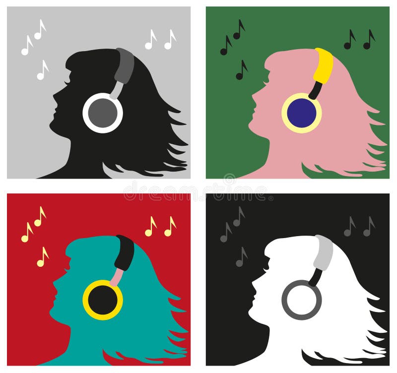 Perfile con arte pop de los auriculares libre illustration Perfile con arte pop de los auriculares libre illustration